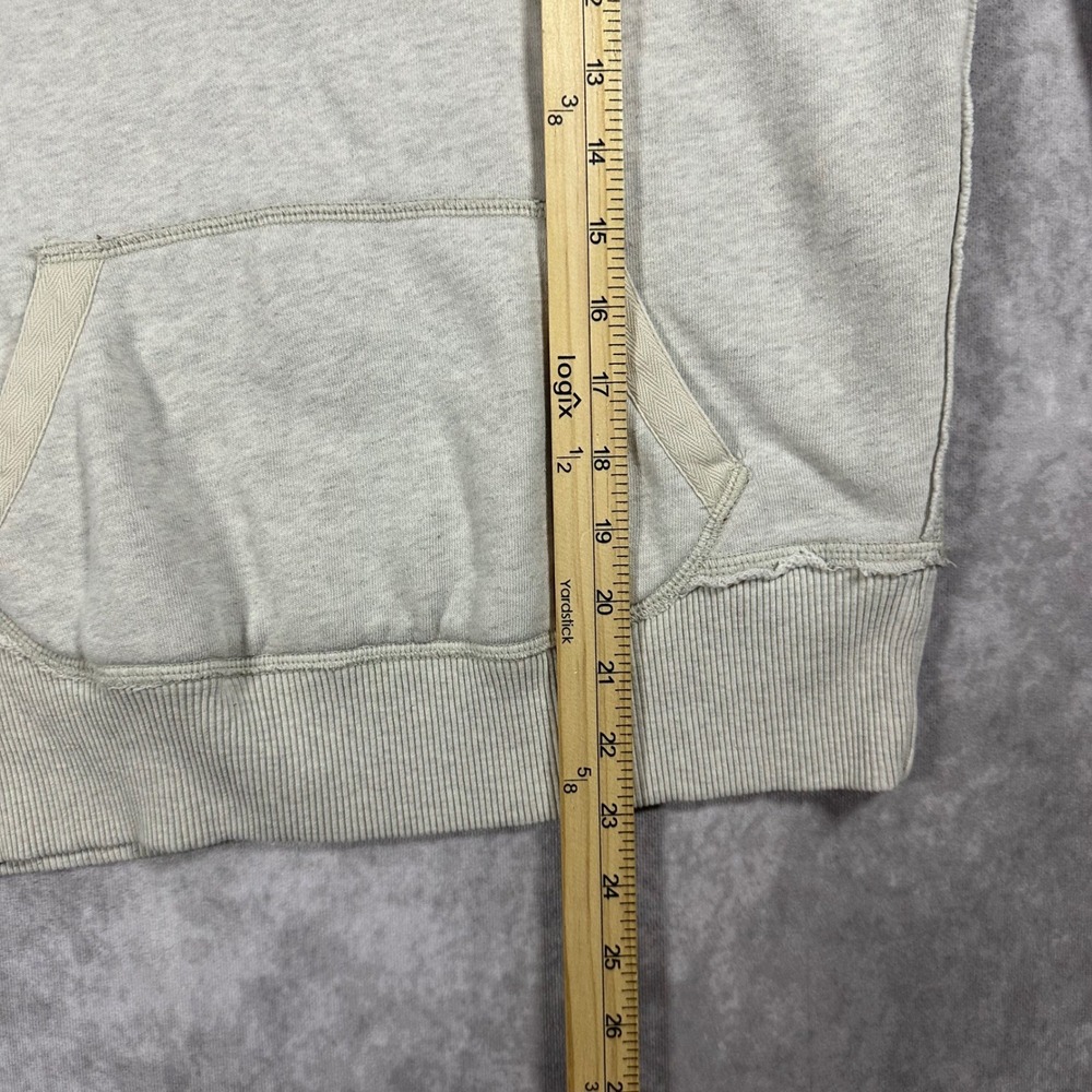 American Eagle Womens Oatmeal Heather Embroidered Logo Hoodie Small Y2K Fleece - Picture 7 of 7